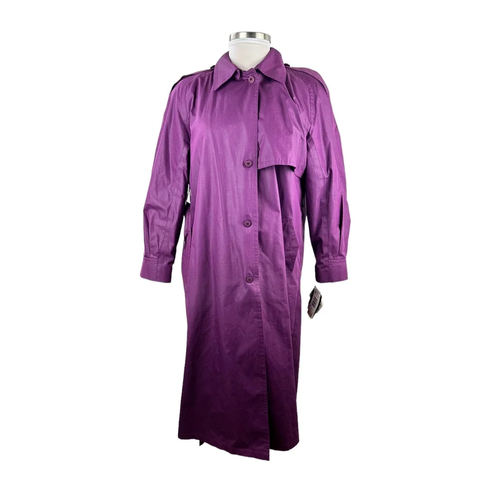 NWT London Fog Marta Trench Coat Royal Amethyst Purple Women's Size 16 H14297 - Picture 14 of 16